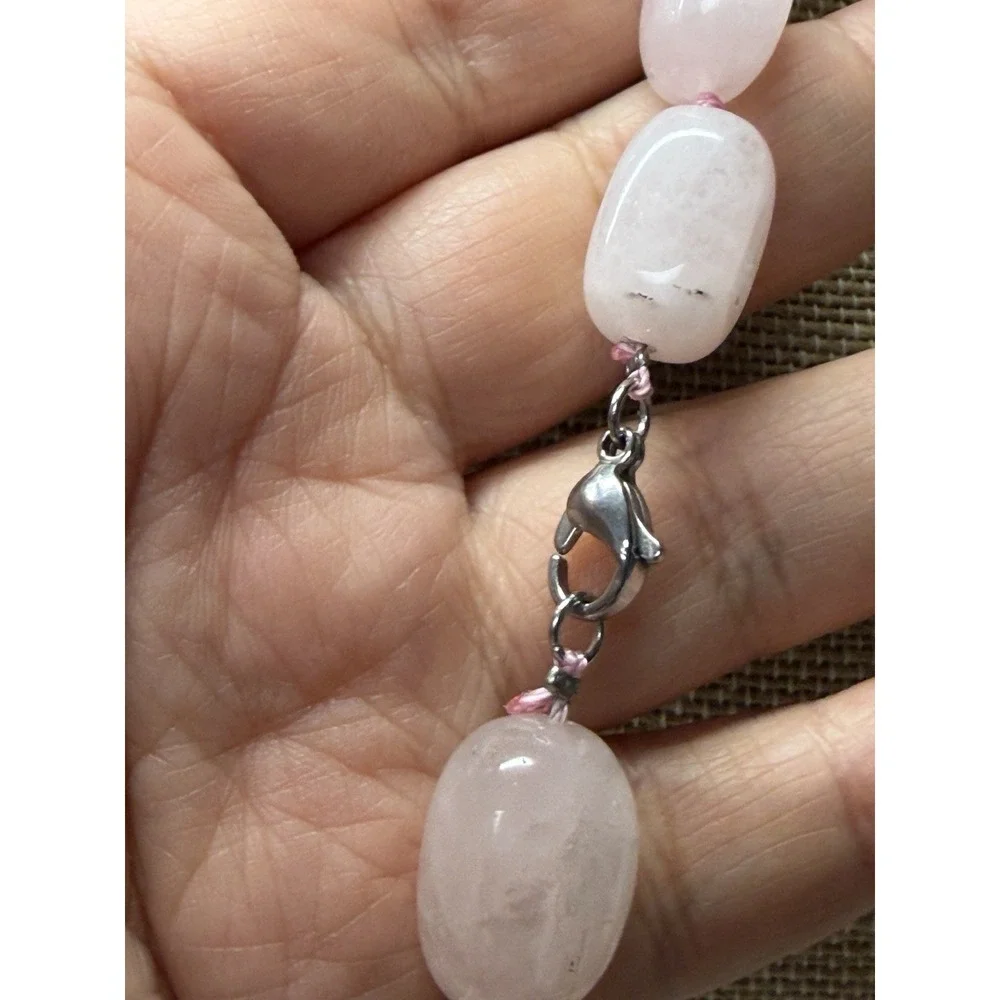 Rose Quartz Chunky Beaded Hand Knotted Necklace 18